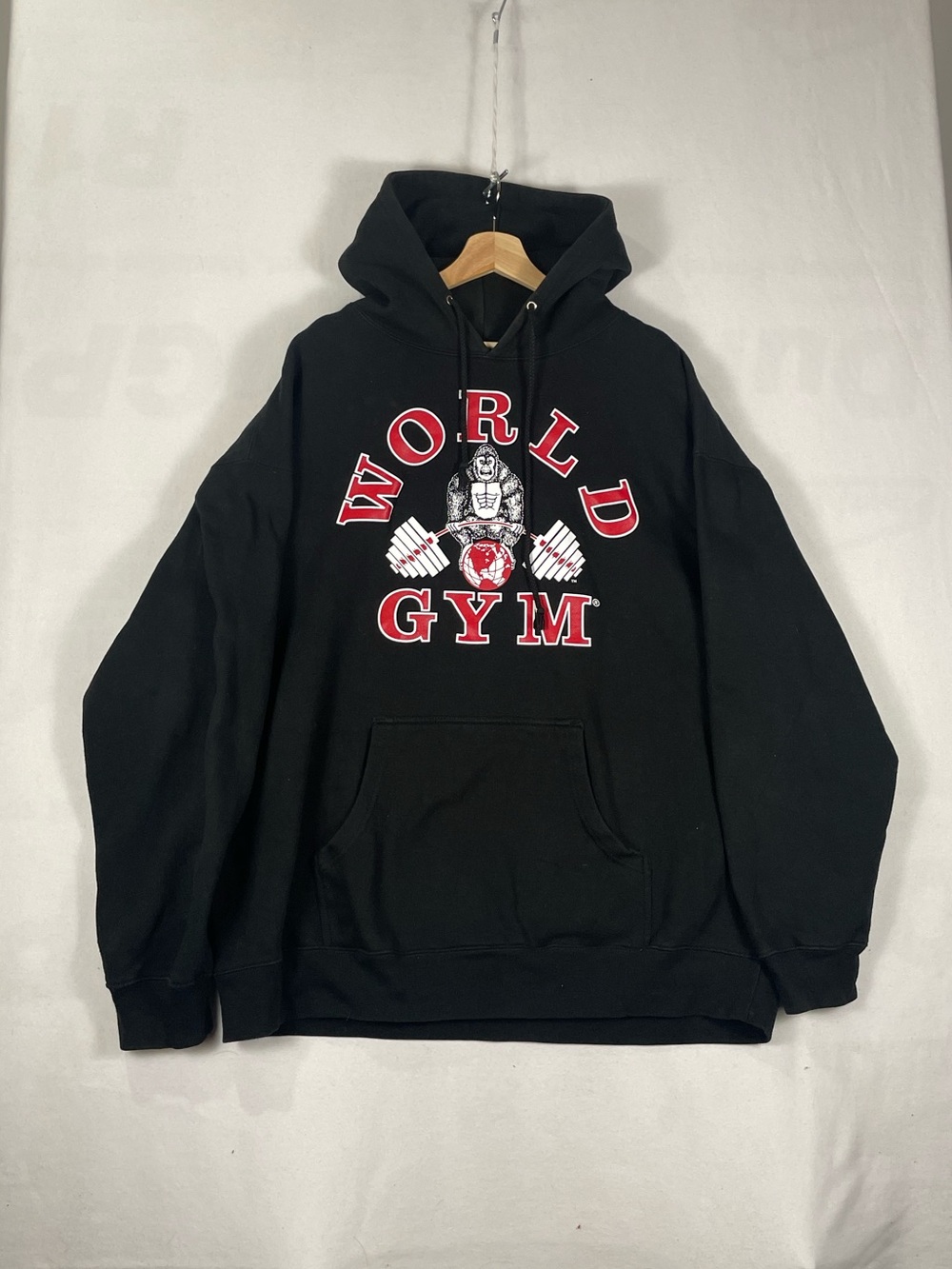 Vintage Y2K World Gym Black Gorilla Hoodie Sweatshirt Sz 2XL